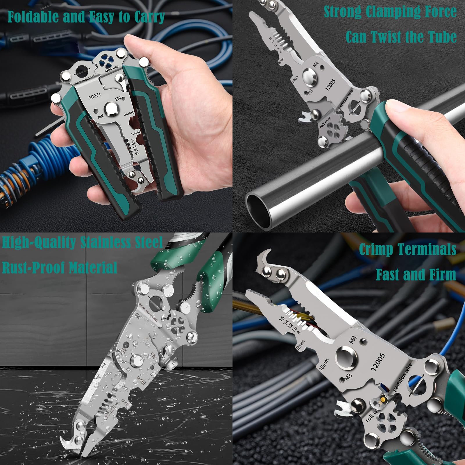 18 In 1 Wire Stripper Foldable, 18-in-1 Multifunctional